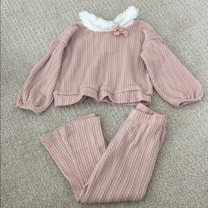 Rachel Zoe Pink and White Set with Ruffled Collar